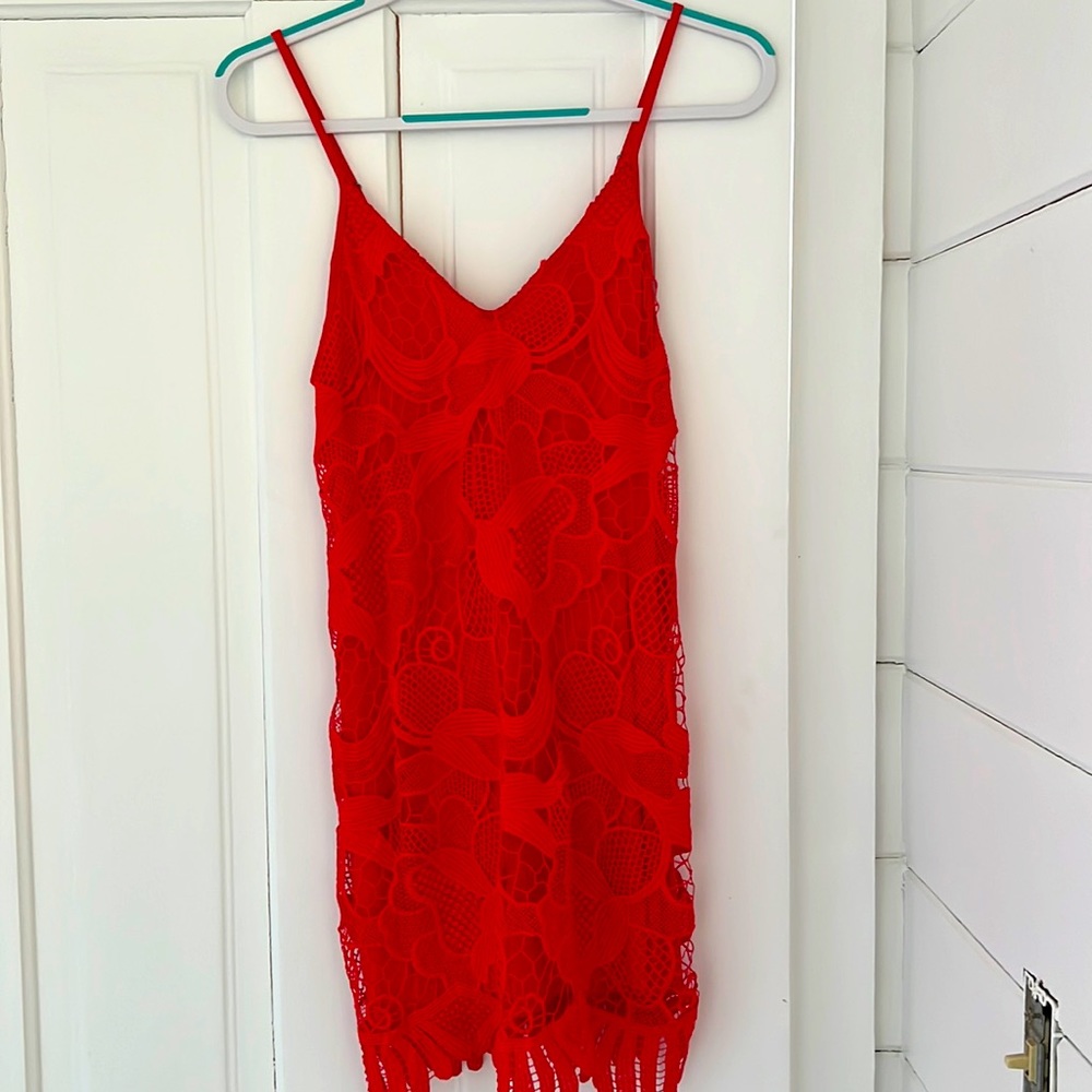 Red lace dress